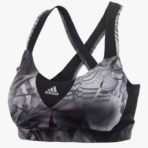 Adidas Supernova Black and Gray Sports Bra with Racerback Design Size Medium - Picture 2 of 8
